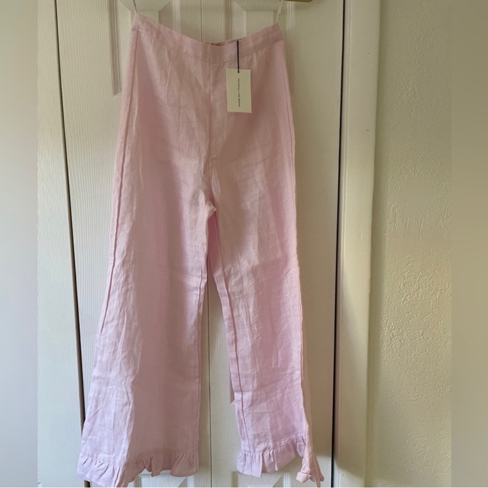 Pink Linen Wide Leg Pants | Faithfull the Brand Selma Pants